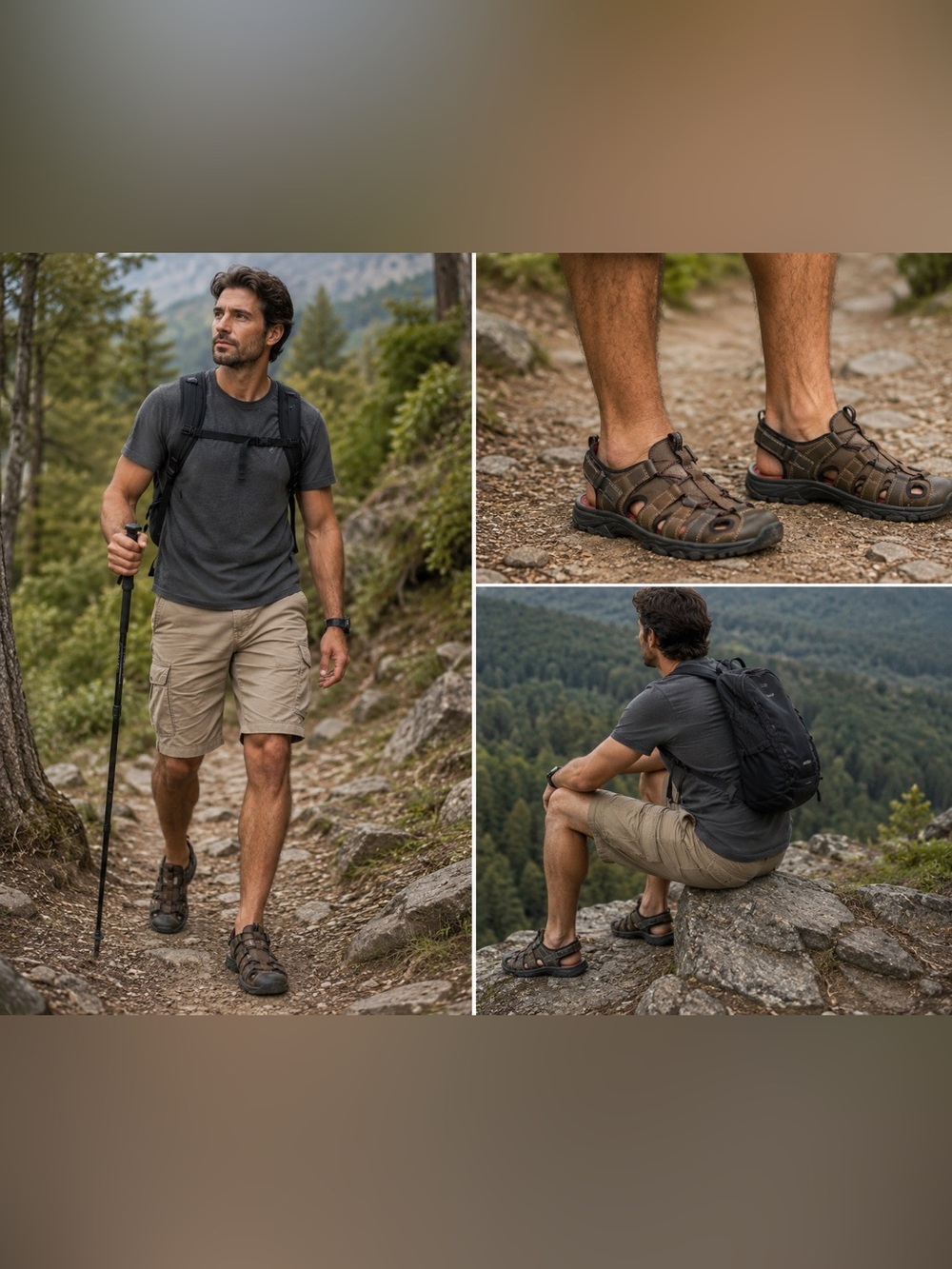 Croft & Barrow Men’s Outdoor Sandals Size 8 Brown Fisherman Hiking Water Shoes